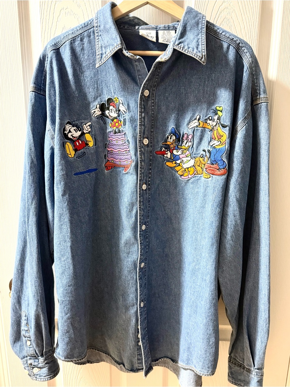 Disney Mickey Mouse Birthday Embroidered Denim Button-Up Shirt